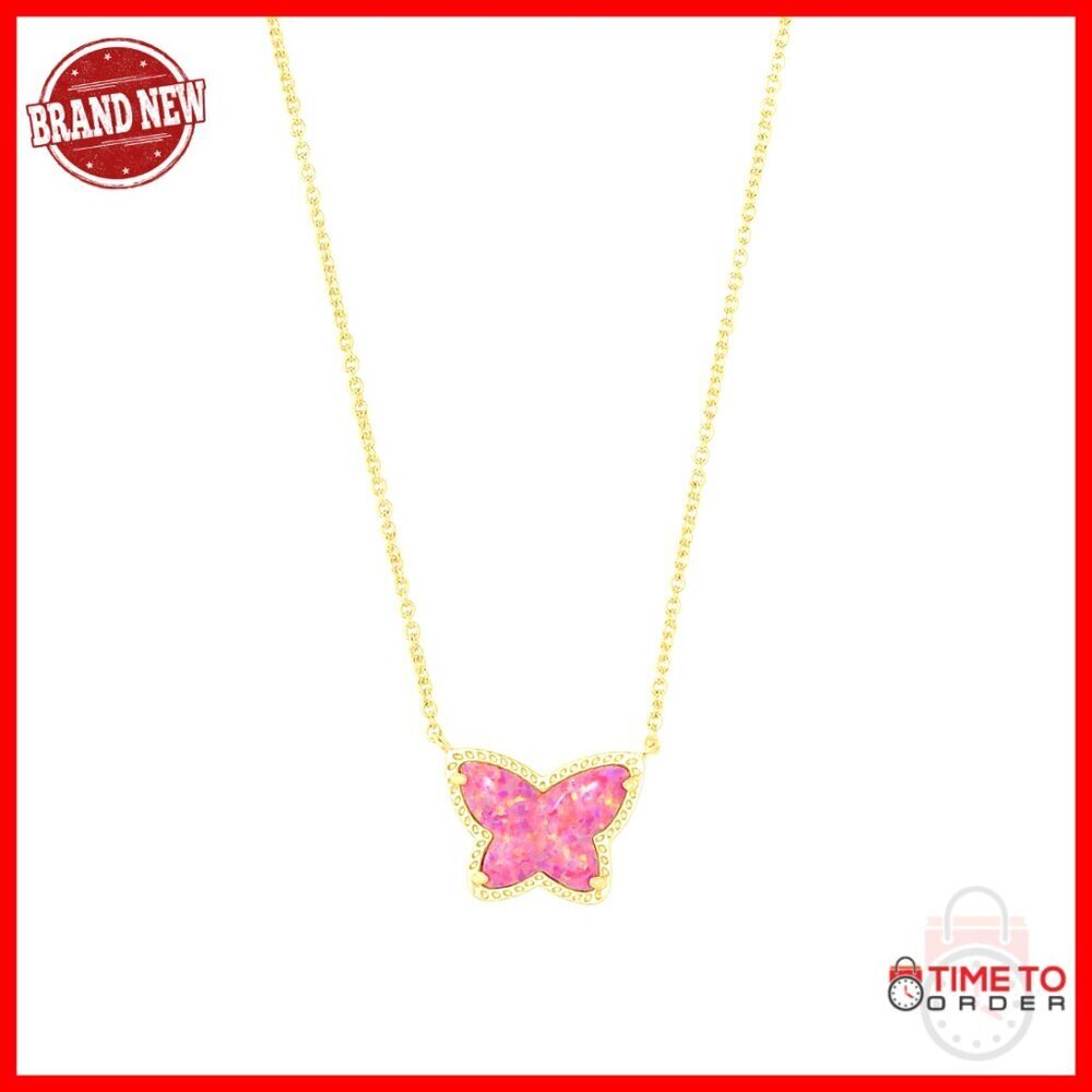 Gold-Plated Brass Butterfly Pendant Necklace with 15" Chain